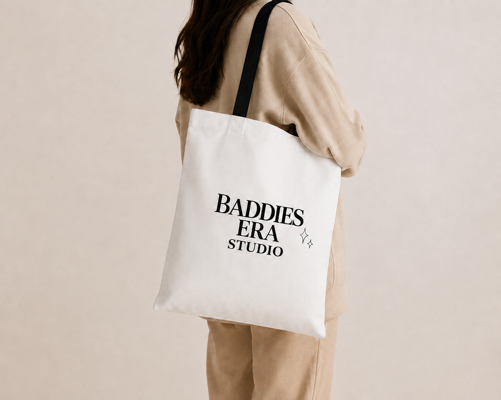 Baddies Era Studio Tote Bag – Minimal Logo Noir