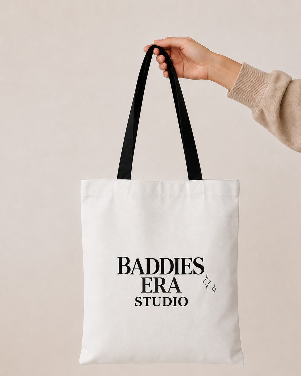 Baddies Era Studio Tote Bag – Minimal Logo Noir