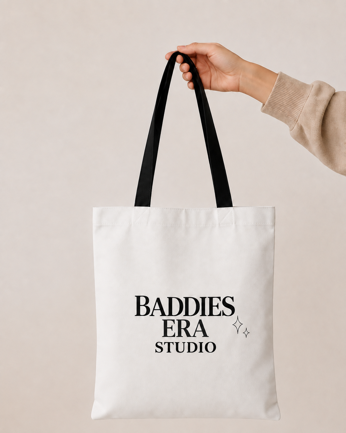 Baddies Era Studio Tote Bag – Minimal Logo Noir