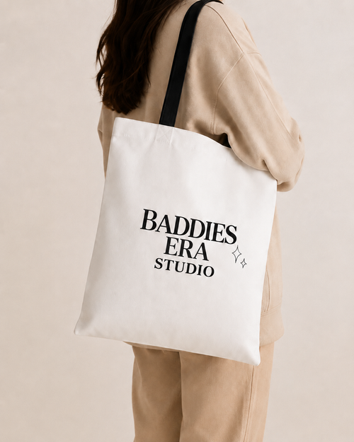 Baddies Era Studio Tote Bag – Minimal Logo Noir