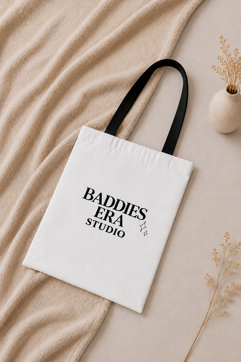Baddies Era Studio Tote Bag – Minimal Logo Noir